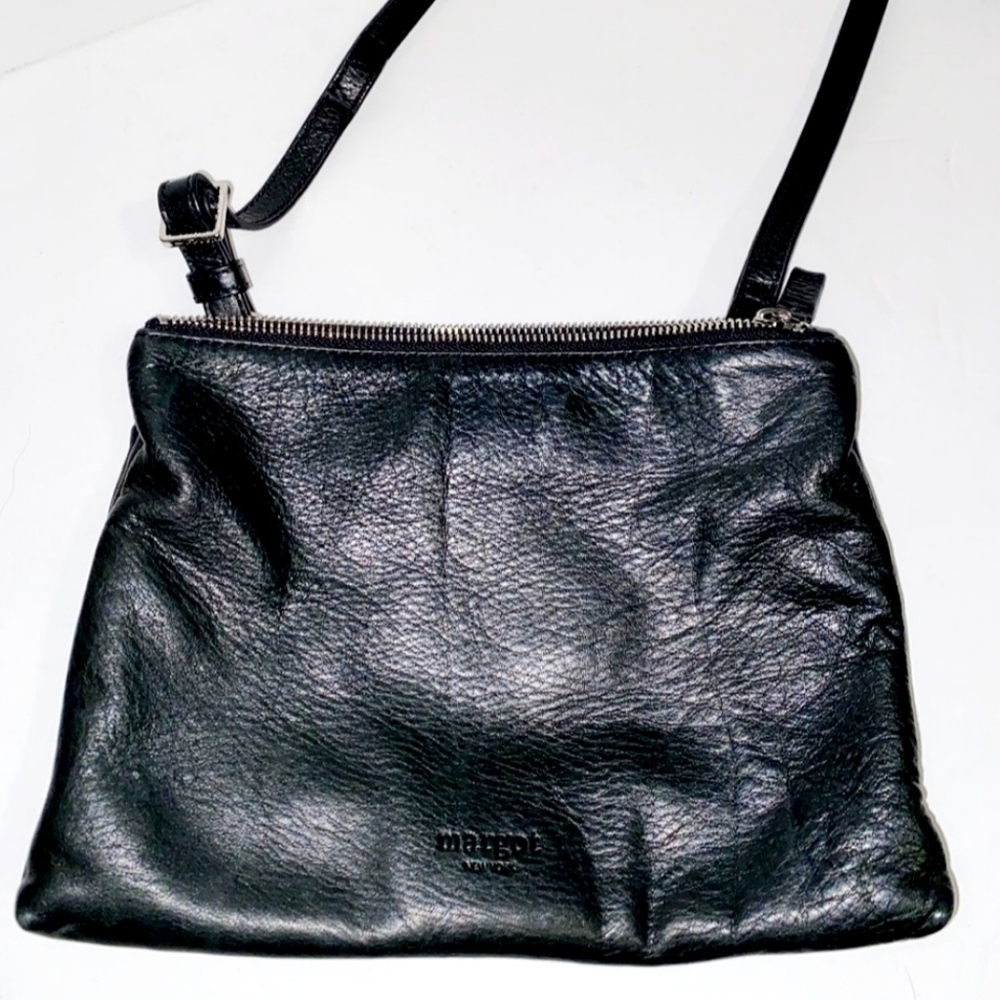 Margot Black Leather Crossbody Bag